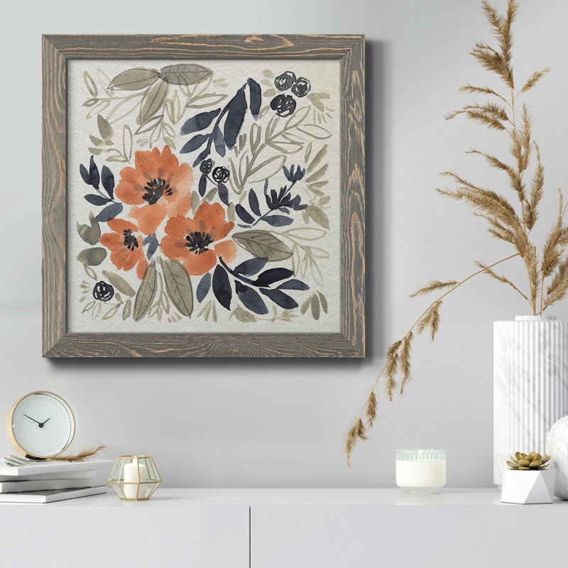 Sienna & Paynes Flowers II - Toile encadrée de qualité supérieure - prête à être accrochée, H 35,5 po x l 35,5 po x P 1,5 po