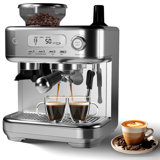 Machine à espresso semi-automatique, machine à café avec mousseur à lait vapeur, écran ACL intelligent
