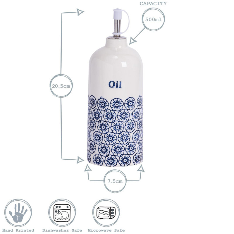 Nicola Spring - Hand-Printed Olive Oil Pourer Bottles