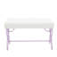 Banc avec similicuir blanc - base en métal mauve, papillon, confortable pour les espaces de vie en cuir sans dossier, conception de la base, espace