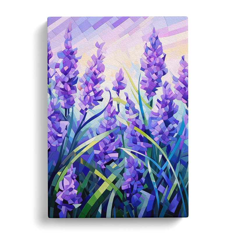 Lavender Flower Cubism - Wrapped Canvas Print, 76cm H x 50cm W x 3cm D