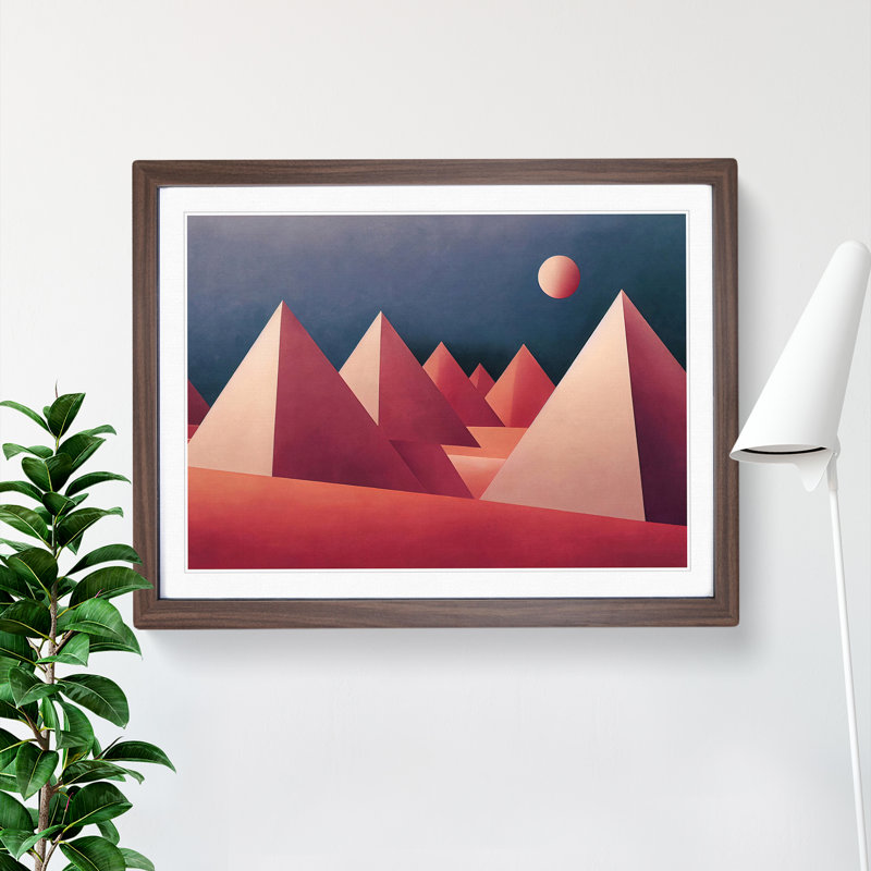 Lively Pyramids - Single Picture Frame Print, 46cm H x 64cm W x 2cm D, Walnut