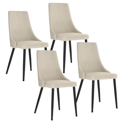 Chaise de salle de bain Bainbridge Mid-Century en tissu et métal, ensemble de 4 - beige et noir