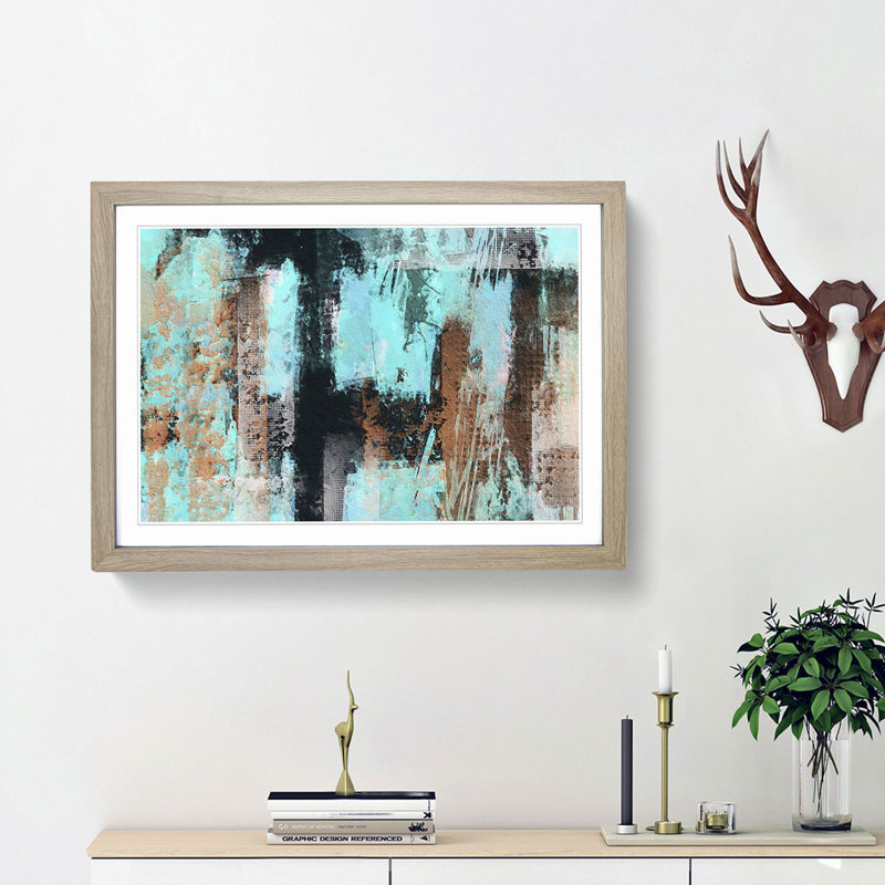 Abstract Vol.175 by S.Johnson - Single Picture Frame Painting, 33cm H x 45cm W x 2cm D, Oak Framed