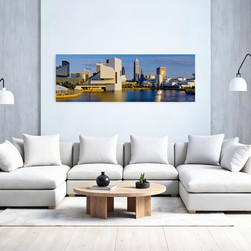 Buildings In A City Cleveland Ohio USA by Ron Schramm - Wrapped Canvas Panoramic Print, 50.8 cm H x 152.4 cm W