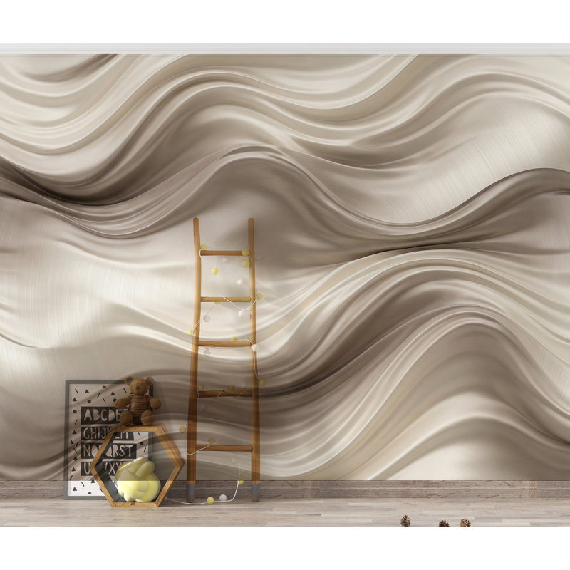Papier peint onde 3D - Tissu abstrait fluide - Texture sculpturale de luxe - Murale neutre moderne minimaliste 1141DRS