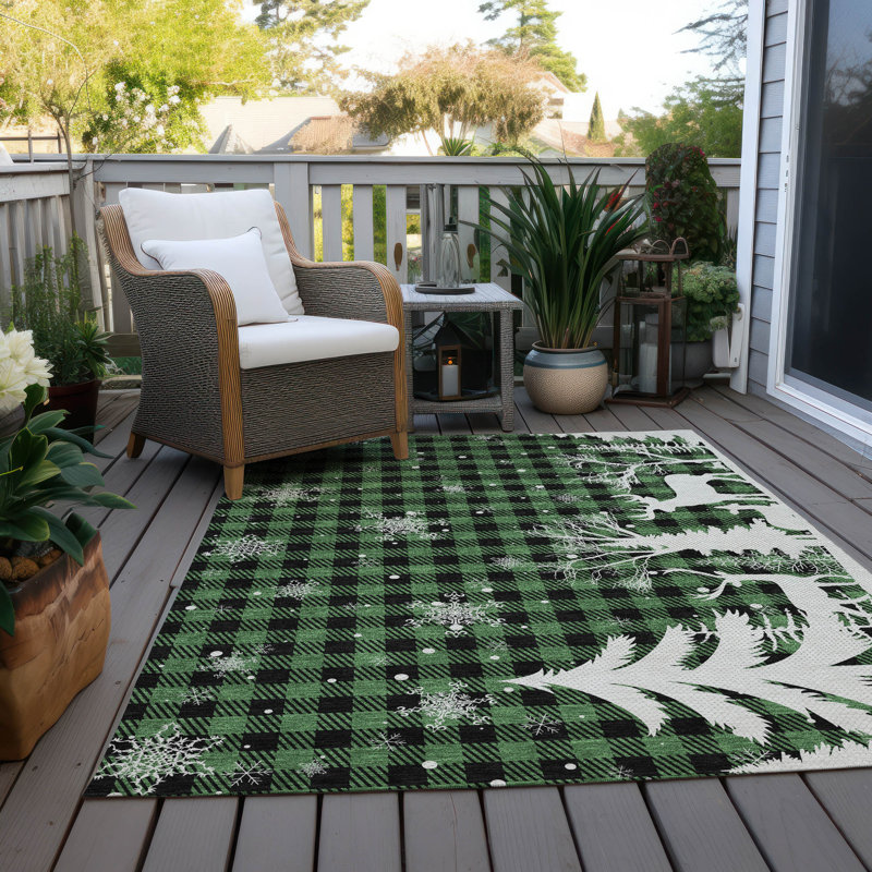 Tapis de Noël renne de Noël intérieur / extérieur lavable à la machine, Rectangle 10 pi x 14 pi