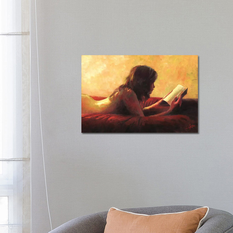 Reading In Bed by Christopher Clark - Wrapped Canvas Painting