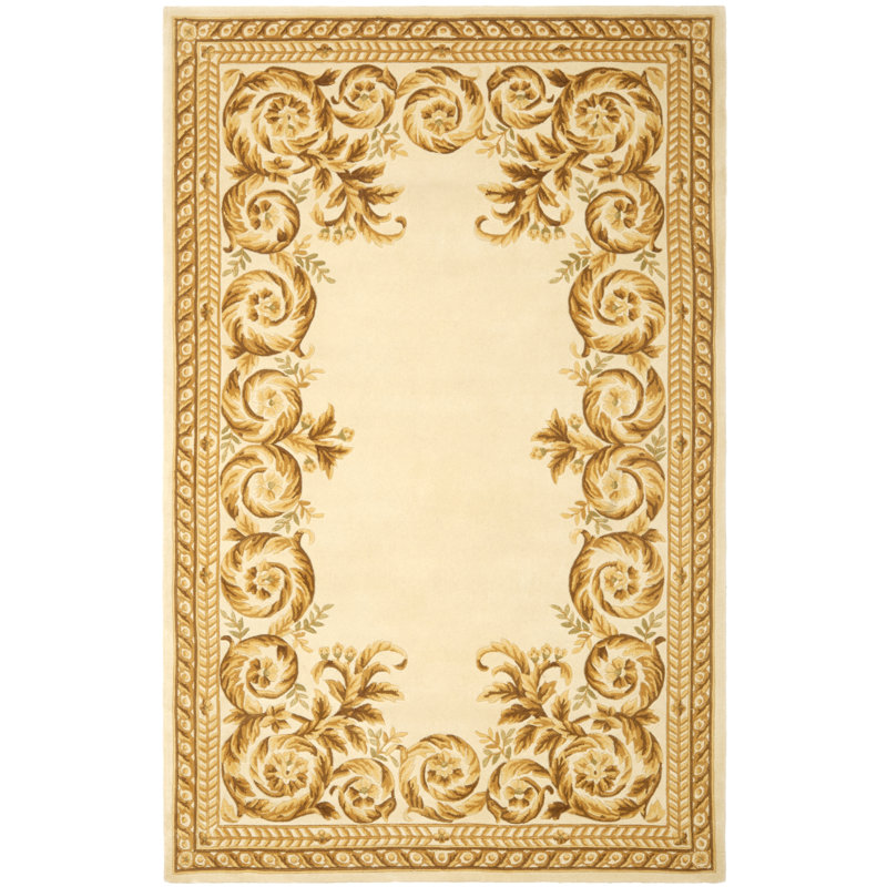 Lenora Naples Hand Tufted Wool Pile Floral Rug, Rectangle 6' x 9'