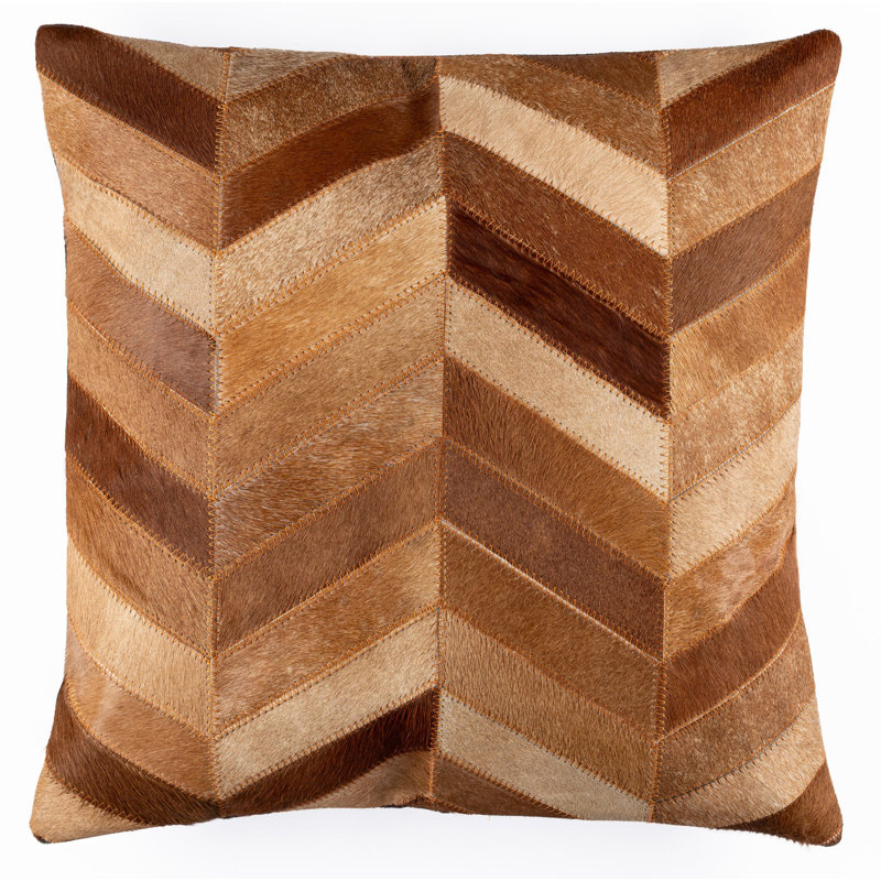 Coussins en cuir de vache véritable fait à la main, H 18 po x l 18 po, Carré