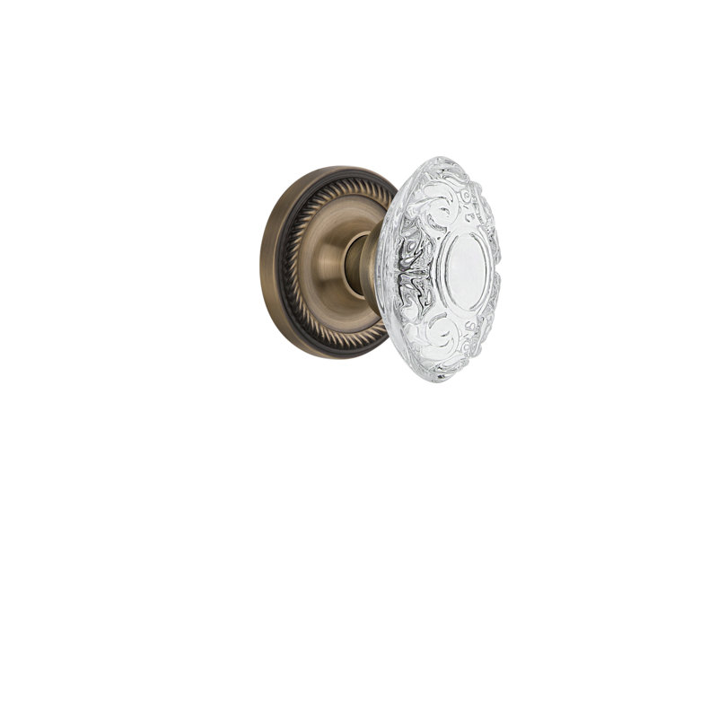 Rope Rosette with Crystal Victorian Knob, Antique Brass