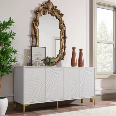Multi-Functional Four-Door Sideboard with Adjustable Shelves, Ideal for Study, Entryway, and Living Room - White by Mercer41