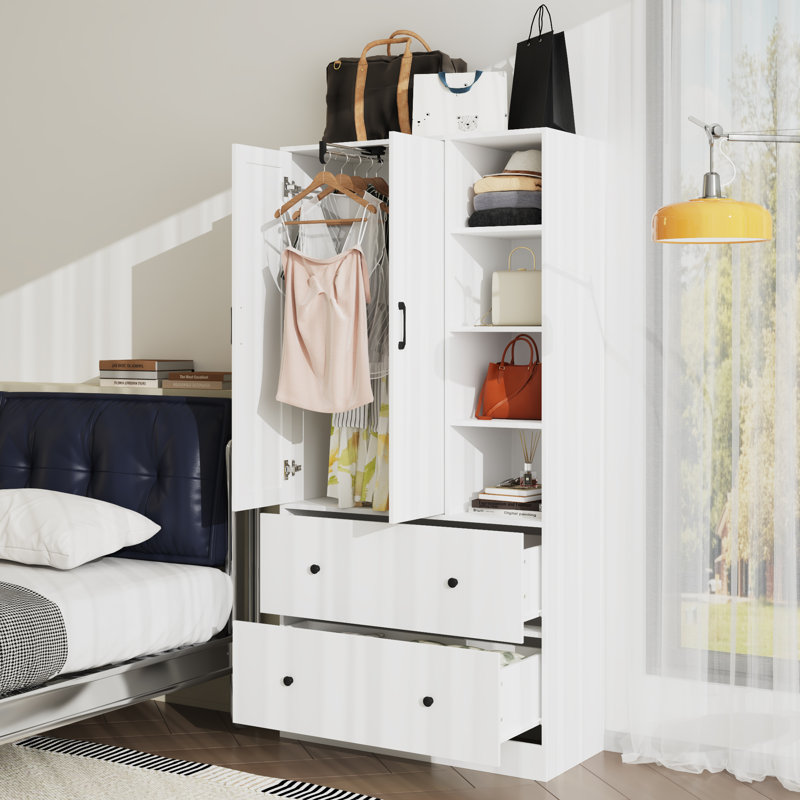 Armoire élégante avec porte miroir, Blanc