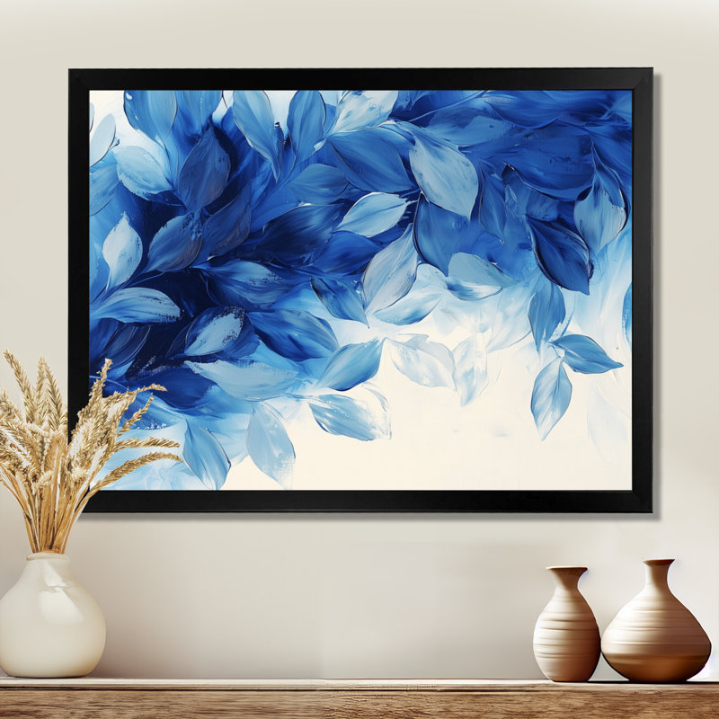 Art mural bleu fougères bleues et fougères, Reproduction encadrée d'une seule photo, H 30 po x l 40 po, Noir