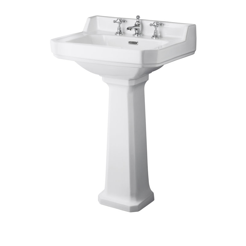 Nuie Richmond 560mm L x 450mm W White Vitreous China Rectangular Sink with Overflow, 93.6" H x 595" W x 470" D, 3