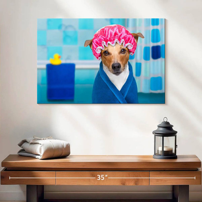 Ketti Terrier dans un bonnet de douche