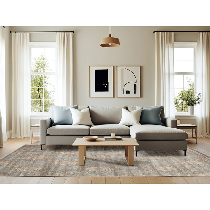 Tapis gris zone contemporaine, Rectangle 6 pi x 9 pi