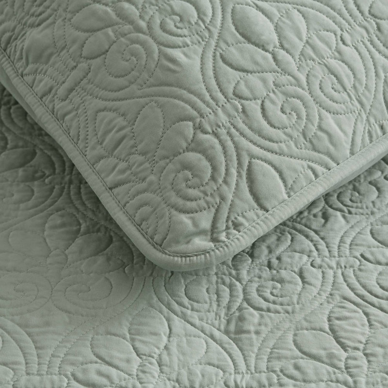 Ensemble de couvre-lit réversible Québec, Couvre-lit double et 2 taies décoratives standard, Écume de mer, écume de mer
