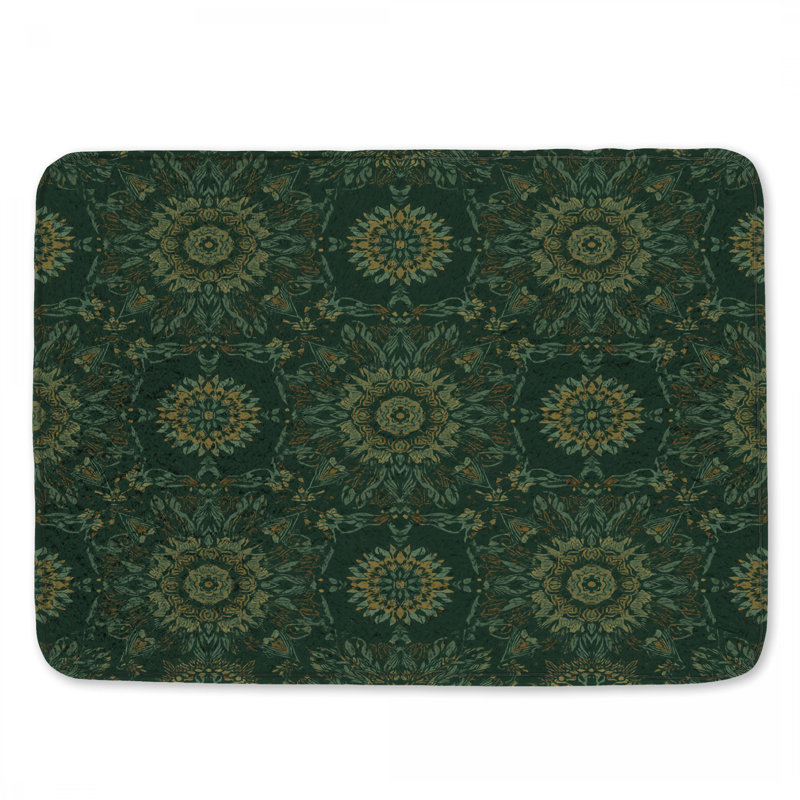 Floral Mandala Pattern Bath Mat, 34in W x 21in L