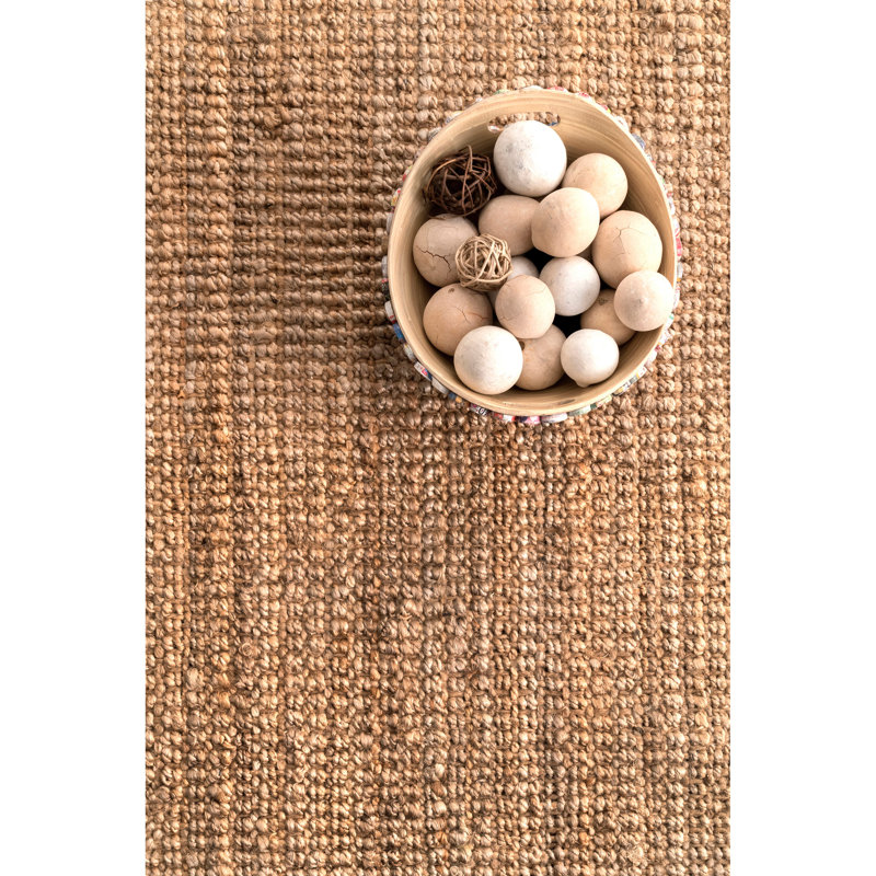 Bierstadt Solid Colour Jute / Sisal Hand Woven Area Rug, Rectangle 122 x 183cm