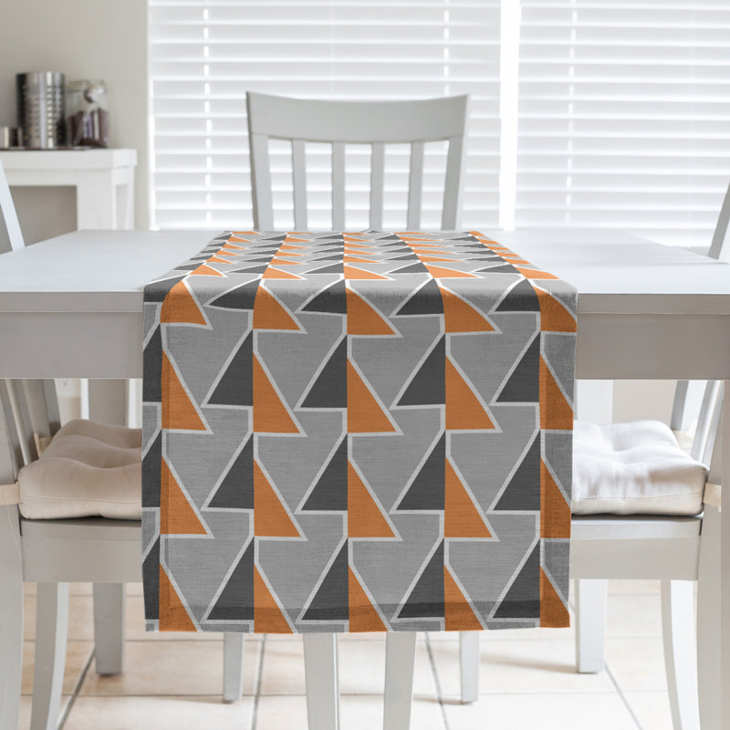 Chemin de table à flèches changeées, 16 po x 72 po, Orange / gris foncé / gris
