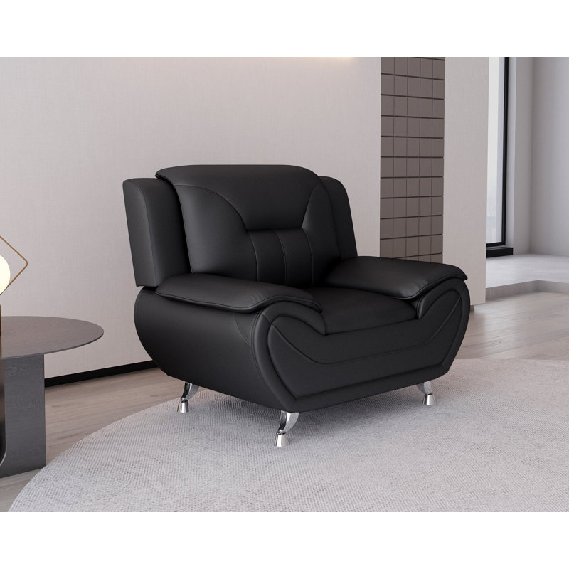 Faux Leather Armchair, Black Faux Leather