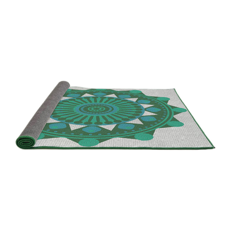 Laine tissée à la main et polyester gris/vert Tapis décoratif, Rond 5 pi