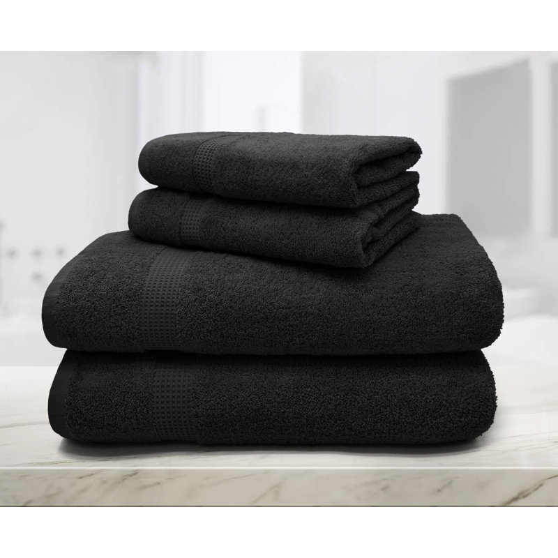 Perdew Bath Towel Super Absorbent 550 gsm Luxury Egyptian-Quality Cotton 70x125, Black