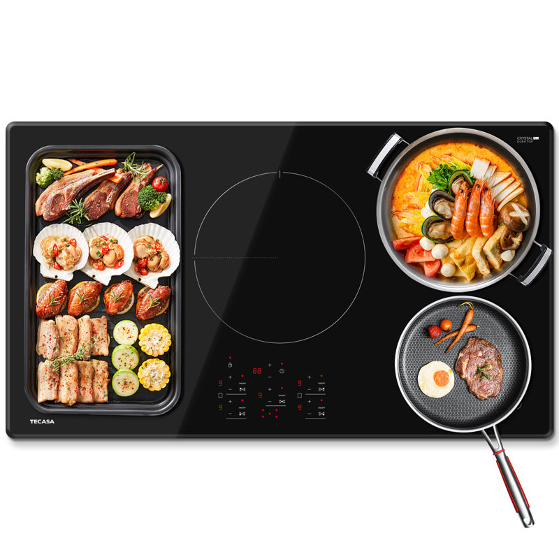 Tecasa 36 Inch 5 Burners Induction Cooktop, Built In with Bridge Element and Boost Function, Black