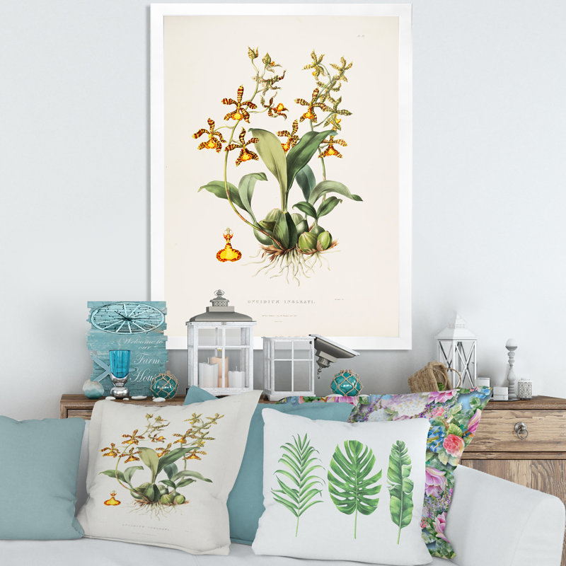 Fleur rétro I - peinture sur toile, H 40 po x l 30 po x 1,5 po, Cadre photo blanc