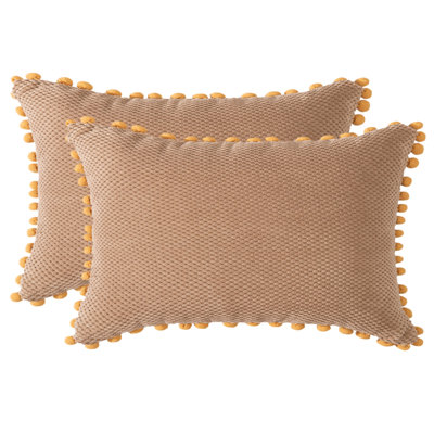 Pom-poms Cotton Blend Reversible Throw Pillow