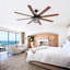 Ventilateur de plafond 66 pouces avec moteur à courant continu réversible à 6 vitesses et 8 pales avec lumière