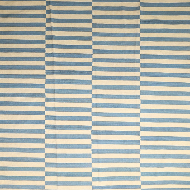 Tapis contemporain bleu / jaune, Carré 7 pi