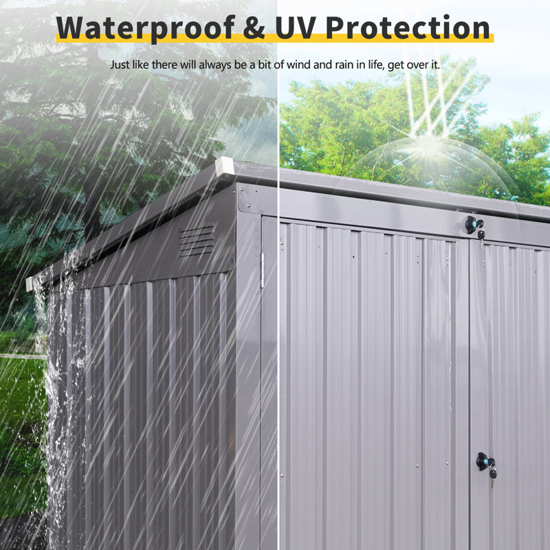 Garbage Shed with 2 Trash Cans, Gris, H 52,75 po x l 62,25 po x P 40 po