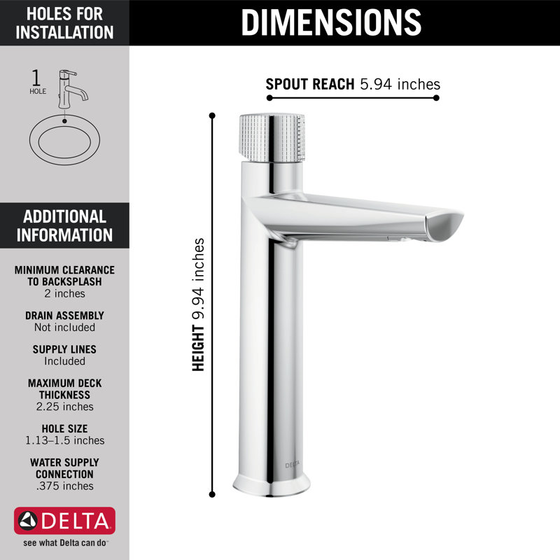 Galeon Single Hole Bathroom Faucet with Drain Assembly, Lumicoat Chrome
