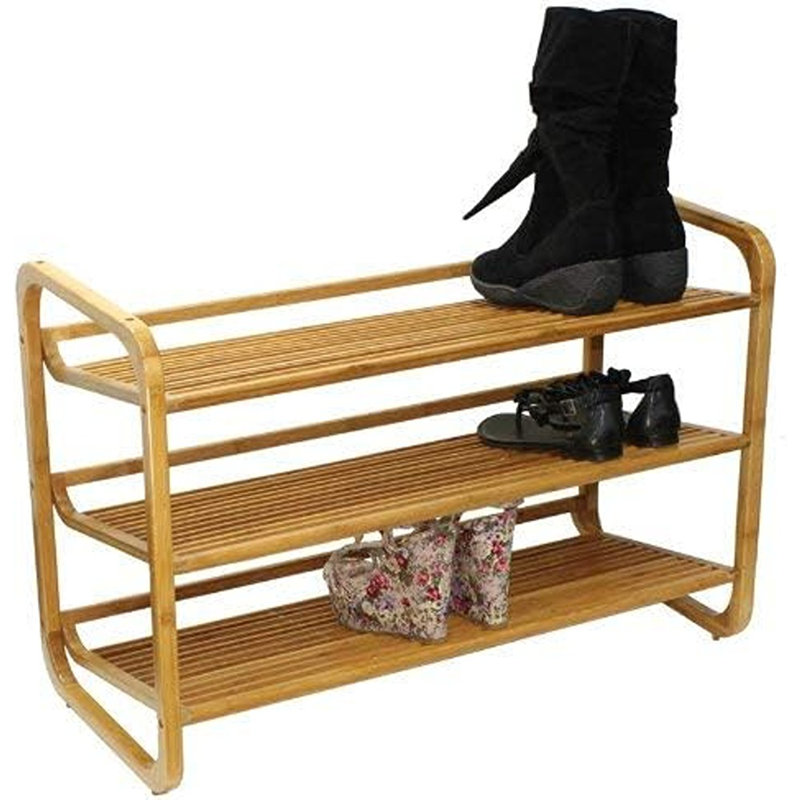 Range-chaussures à 3 niveaux en bambou