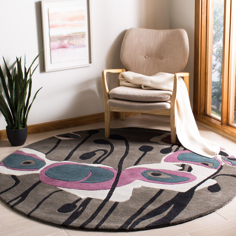 Candelo Hand Tufted Wool Floral Rug, Square 6'
