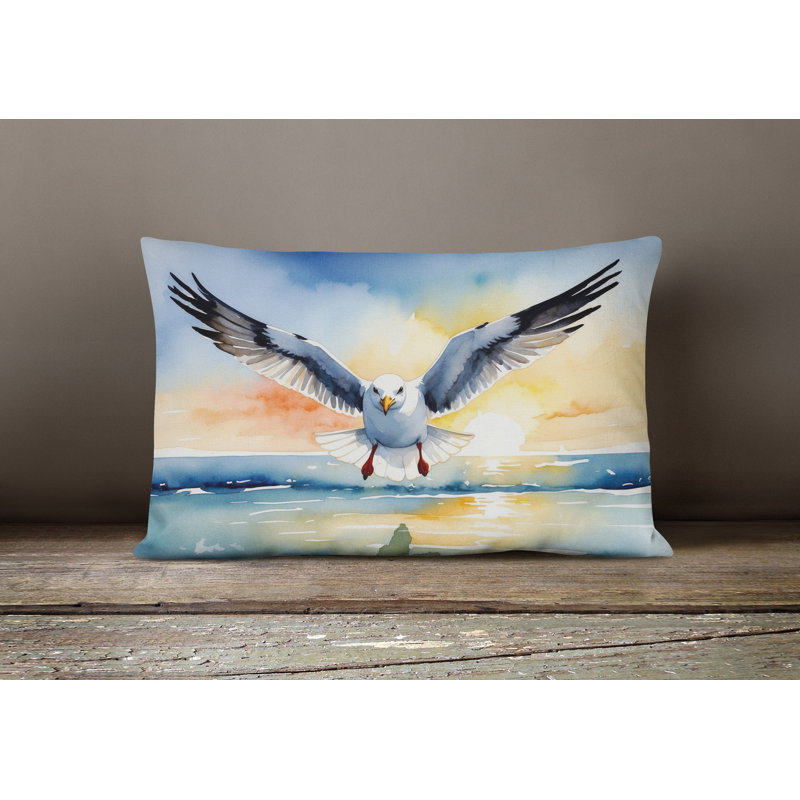 Gull Flying Low Throw Pillow, Rectangle 12"H x 16"W