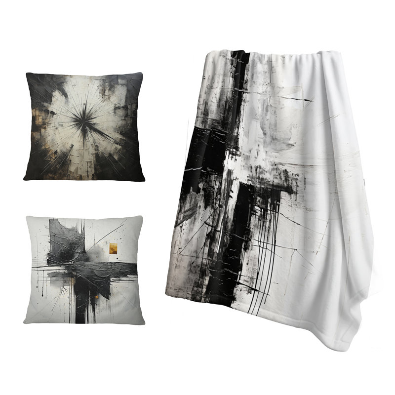 Jeté en croix noir et blanc Minimalisme, Blanket only (1 piece)