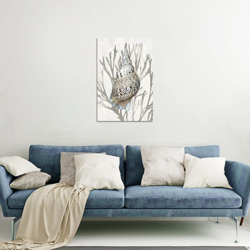 Coquille de corail argenté, impression sur verre acrylique, H 32 po x l 24 po x P 0,25 po