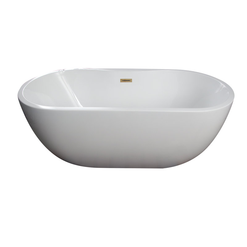 Pilar 65'' x 29.5'' Soaking Acrylic Bathtub, Polished Brass