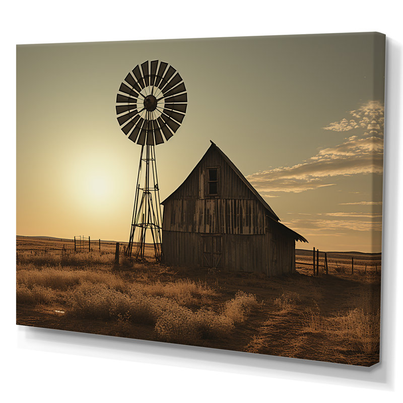 Wind Turbines Modern Energy, reproduction d'art sur toile, 12" H x 20" W, Silver Picture Framed