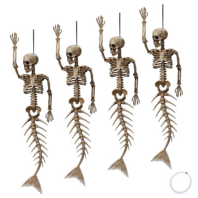 Décorations d'Halloween 4 pièces de squelette de sirène avec joints articulés 4 pièces Annekristin