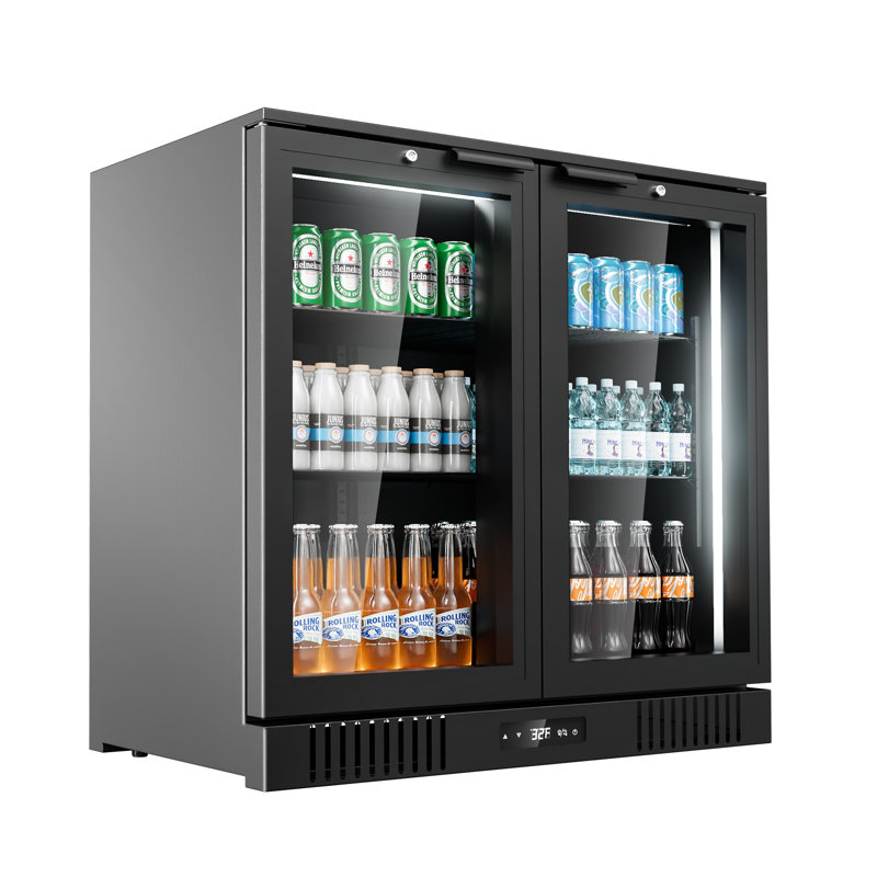 Réfrigérateur à boissons sous le comptoir avec porte en verre, réfrigérateur commercial à affichage à boissons pour boissons gazeuses avec contrôle de la température, 7,2u Pi. Grande capacité