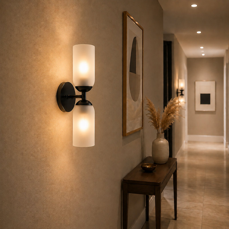 2-Light Dimmable Armed Sconce, Black