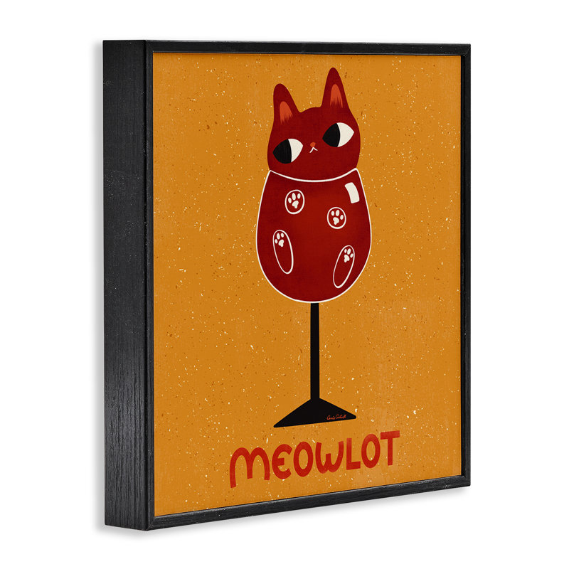 «Meowlot Cat Merlot», estampe numérique, conception de Carrie Cantwell, H 17 po x l 17 po, Giclée encadrée noir minuit