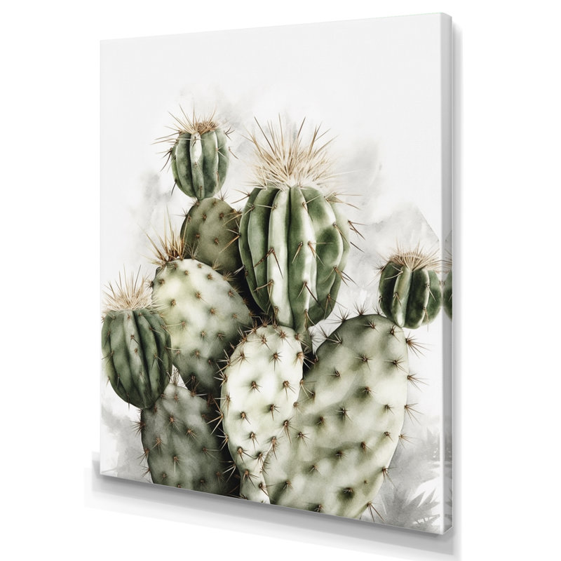 «Lincoln Desert Green Flower Cactus» sur toile, H 32 po x l 24 po, Toile tendue