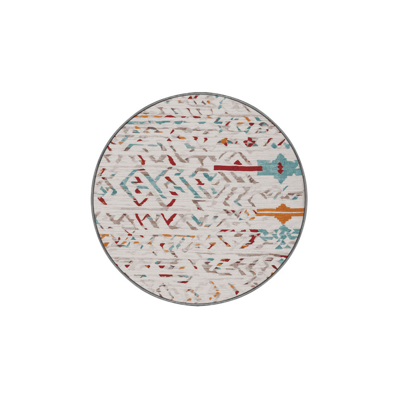 Tapis gris soyeux et moelleux, Rond 8 pi