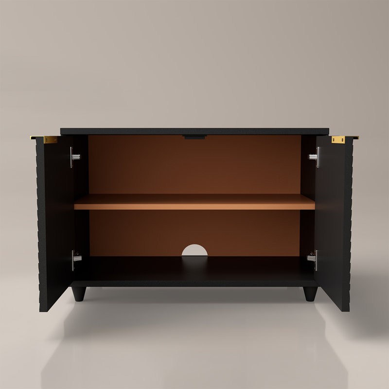 Meuble télé avec rangement moderne et modulaire, noir, Noir