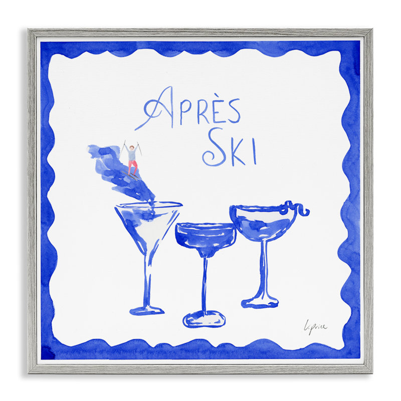 Apres Ski Winter Cocktail, giclée encadrée, design par Lucille Price, H 12 po x l 12 po, Estampe numérique Farmhouse